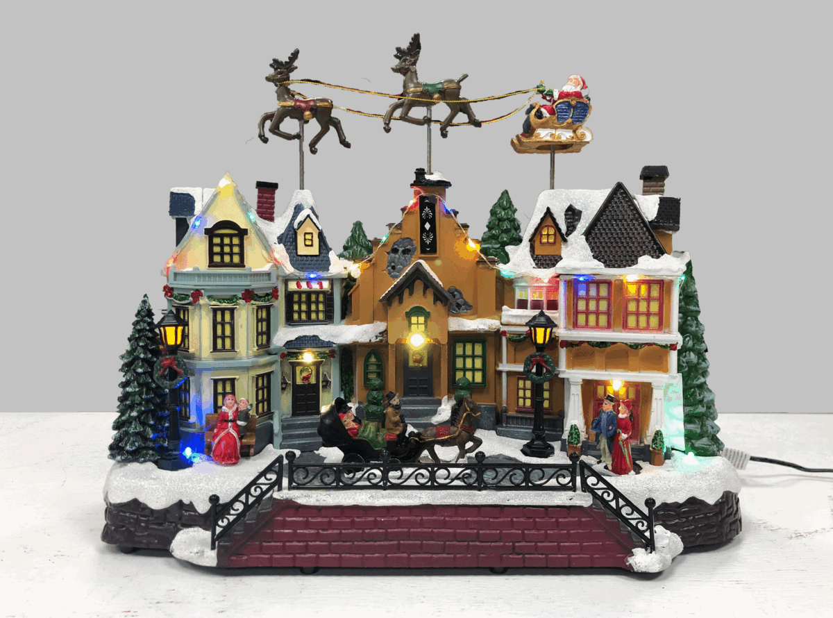 Musical Animated Christmas Holiday Village Santa Claus Christmas Store