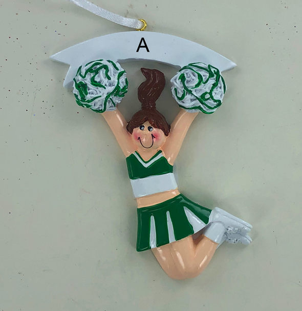 Cheerleader w/Colored Uniform Personalized Ornament