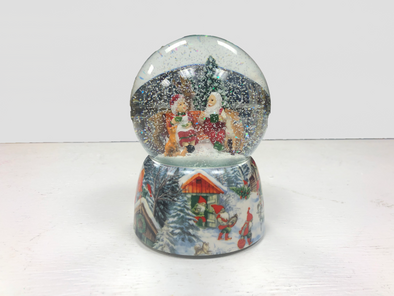 Musical Mr. & Mrs. Claus on Bench Dome Snowglobe