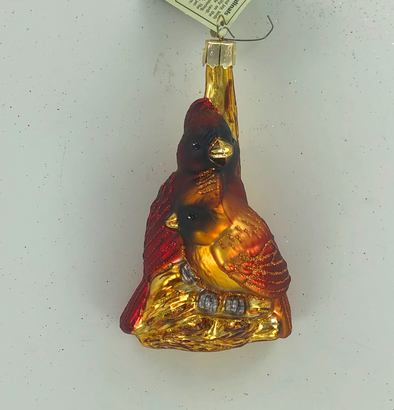 Pair of Cardinals Old World Ornament