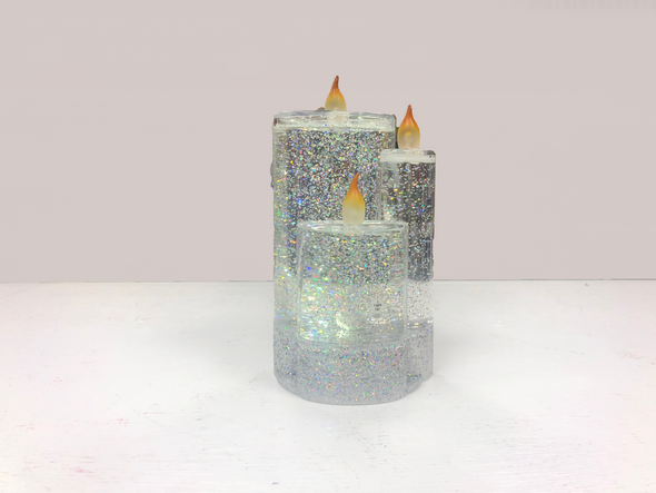 Lighted LED Shimmer Triple Candle