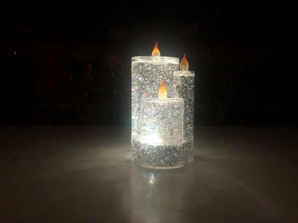Lighted LED Shimmer Triple Candle