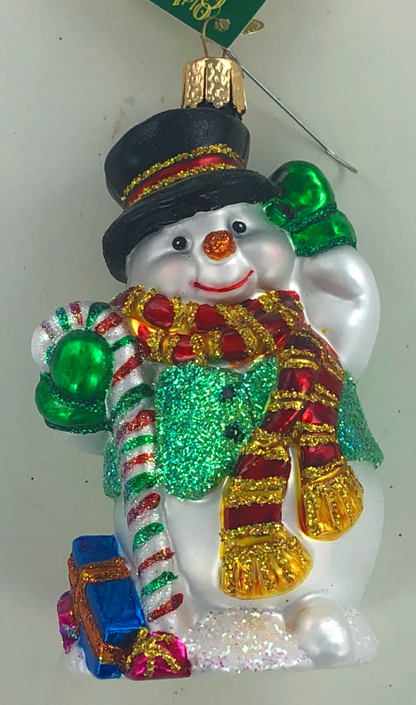 Old World Christmas - Candy Cane Snowman Ornament
