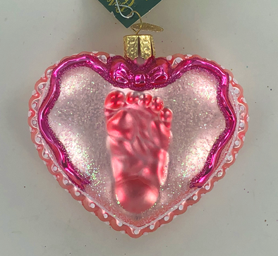 Old World Christmas - Baby Girl's Footprint Ornament