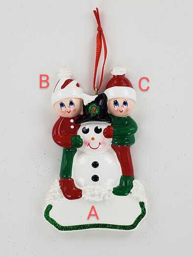 Family with Snowman Personalized Ornament