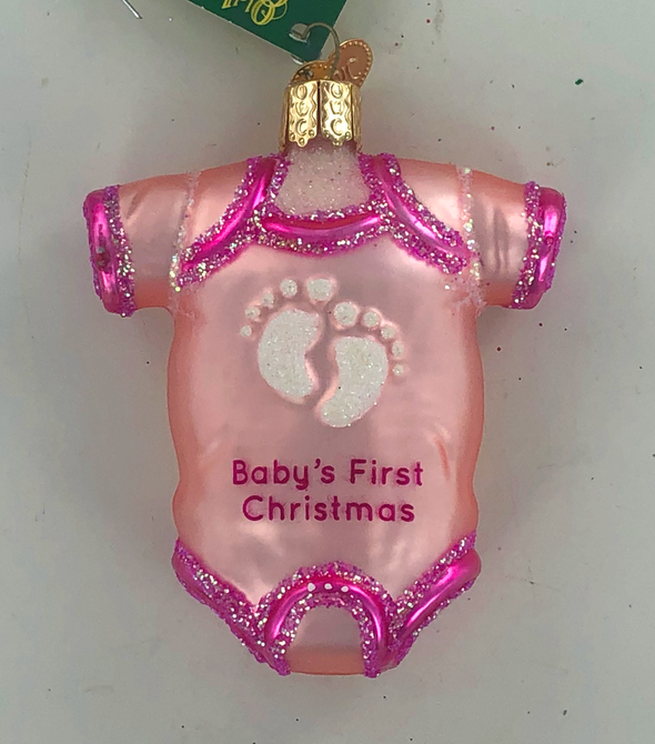 Old World Christmas - Baby's First Ornament (Pink)