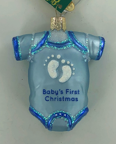 Old World Christmas - Baby's First Ornament (Blue)
