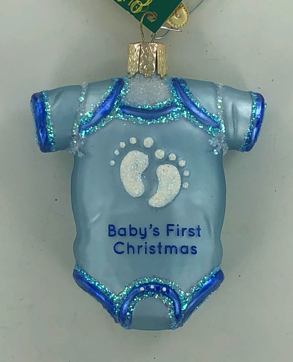 Old World Christmas - Baby's First Ornament (Blue)