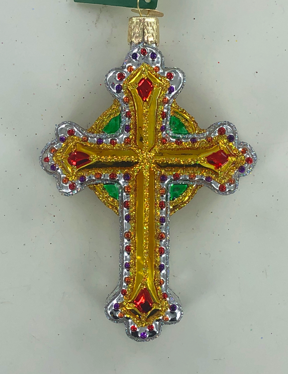 Old World Christmas - Gold Jeweled Cross Ornament