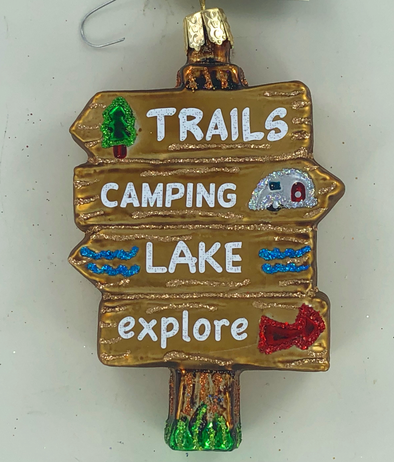 Old World Christmas - Gone Camping Sign Ornament