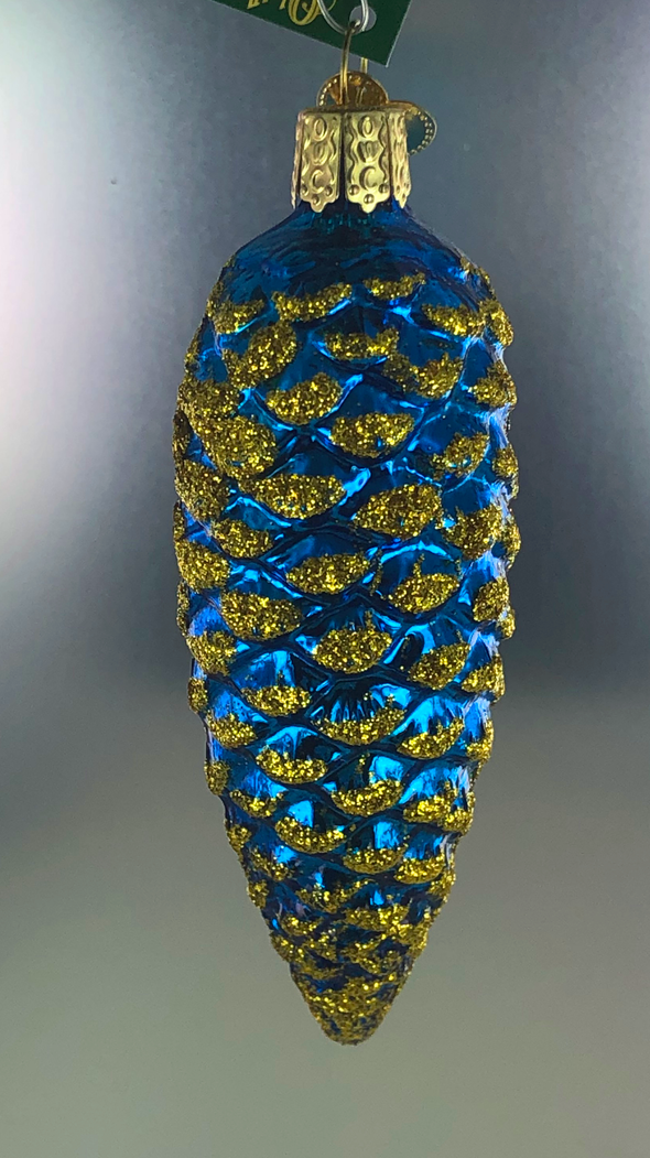 Old World Christmas - Blue Shimmering Cone Ornament