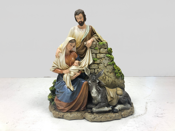 9" Holy Family w/Donkey Figurine