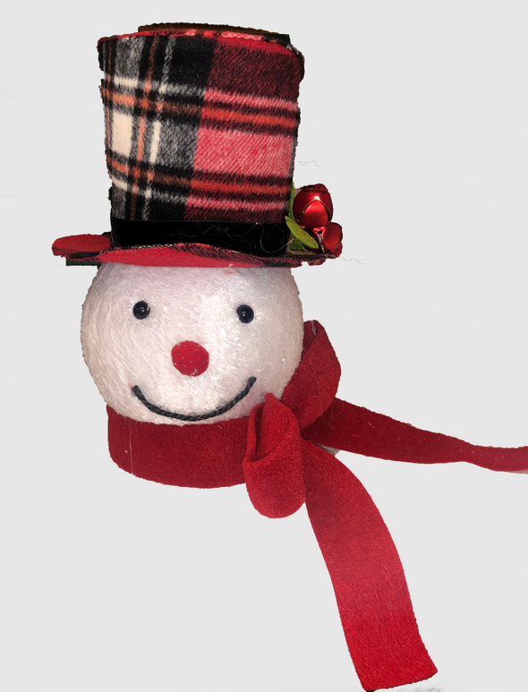 Snowman Head w/Plaid Hat