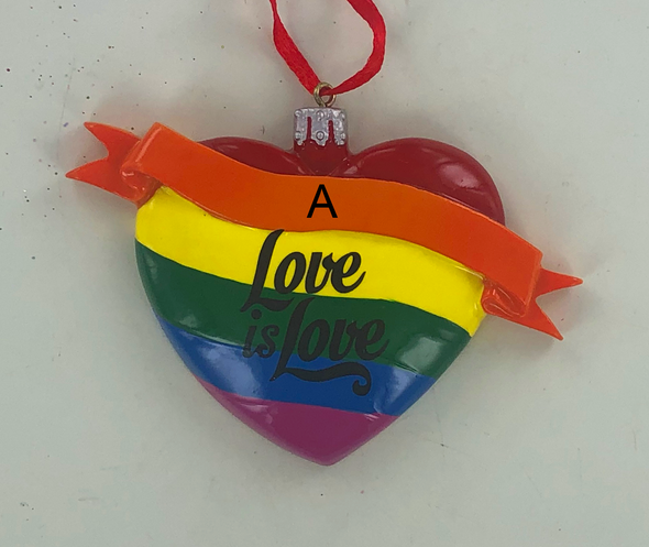 4" "Love is Love" Pride Heart Ornament