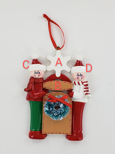 Sledding Family Personalized Ornament