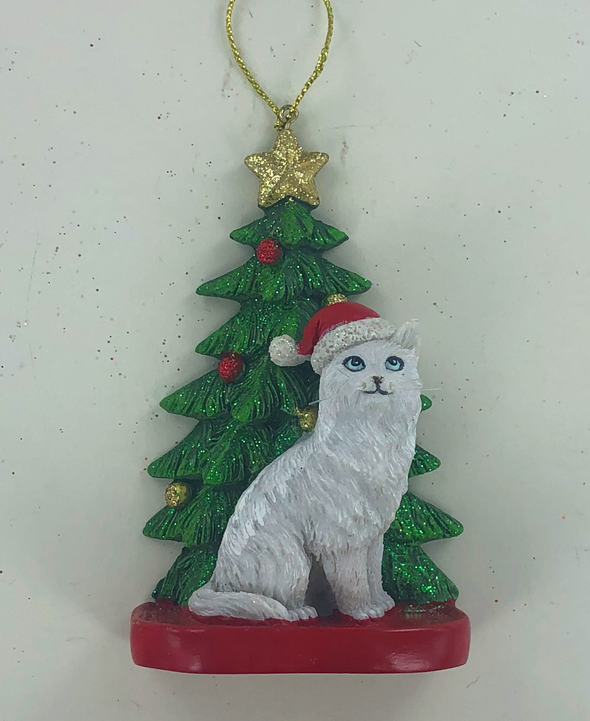 Cat w/Christmas Tree Ornament