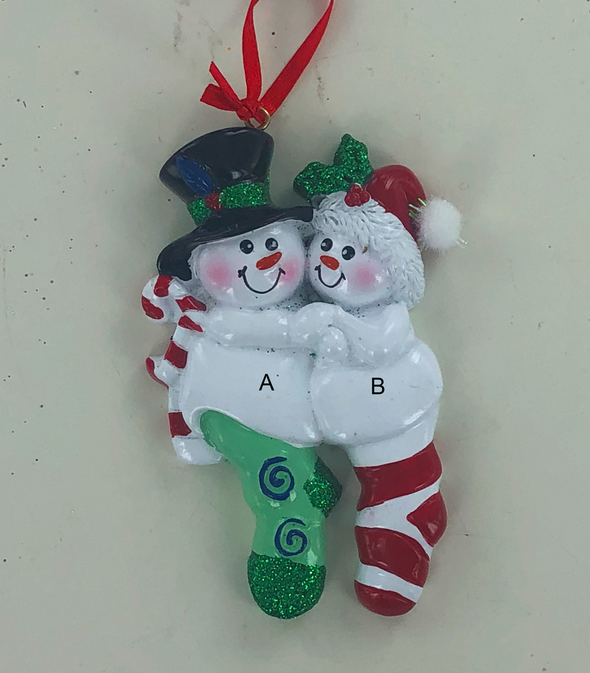 Snowman Stocking Family Personalized Ornament