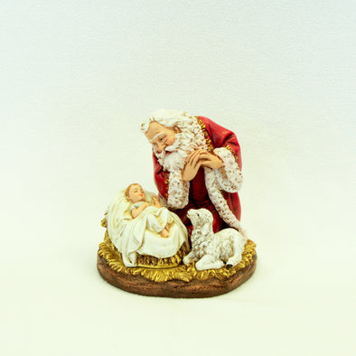 Kneeling Santa Figure with Lamb