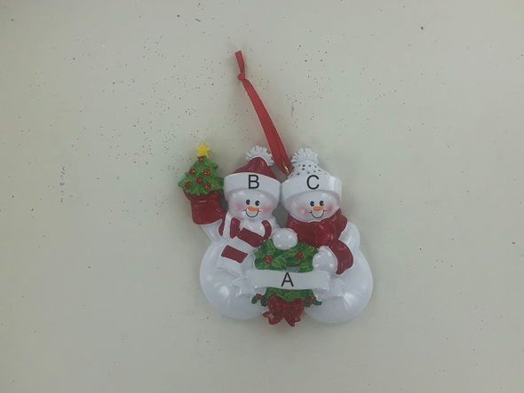 Snow Family w/ Wreathes Personalized Ornament