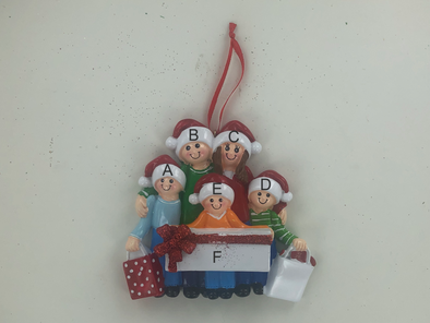 Family of 5 Christmas Gift Giving Personalized Ornament