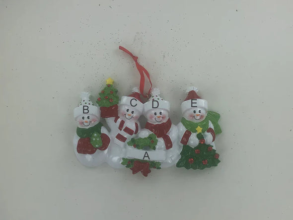 Snow Family w/ Wreathes Personalized Ornament