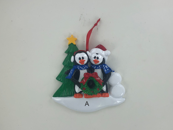 Family of 2 Petey Penguin Personalized Ornament