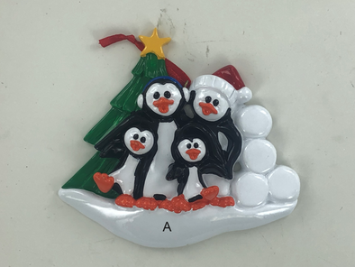 Petey Penguin Family Personalized Ornament