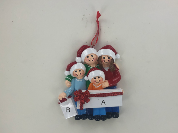 Family of 4 Christmas Gift Giving Personalized Ornament
