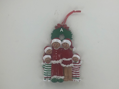 Family of 5 Ethnic Christmas Eve Personalized Ornament