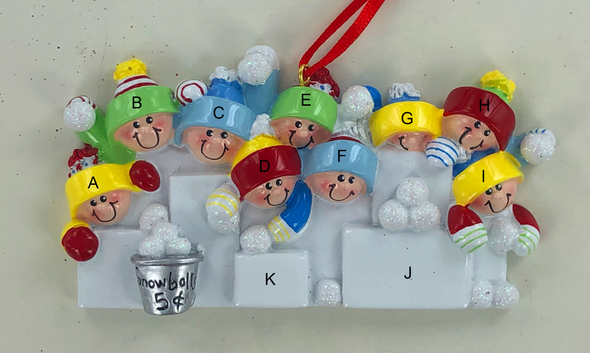 Snowball Fight Family Personalized Ornament