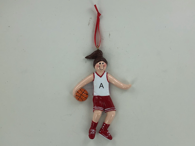Basketball Girl Personalized Ornament (Brown)