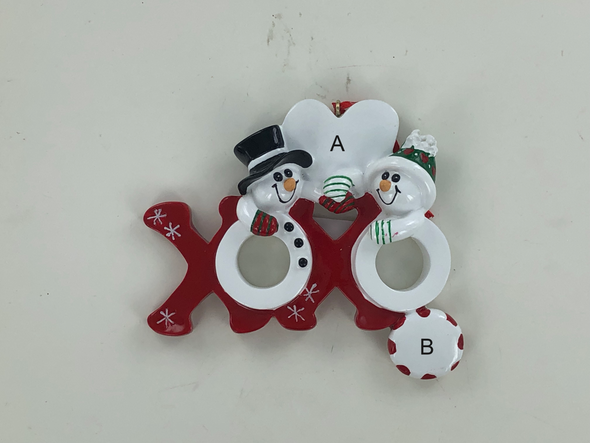 Snow Couple Hugs and Kisses Personalized Ornament