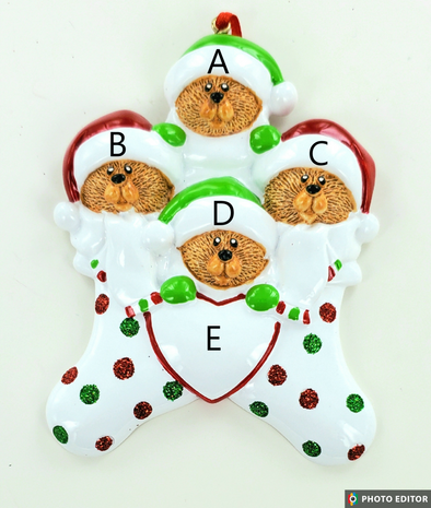 Bear Family in Stockings Personalize Ornament