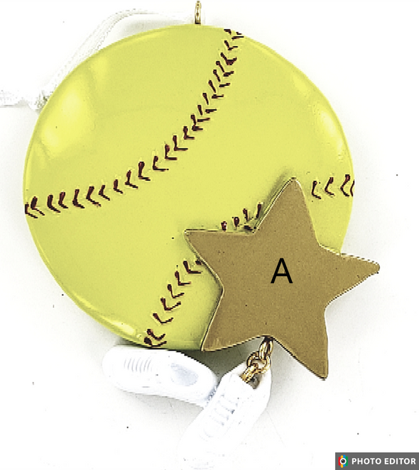 Softball Star Personalize Ornament