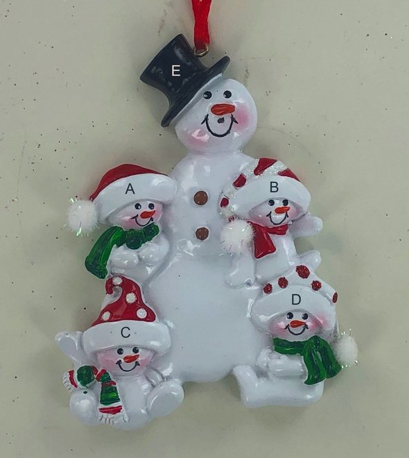 4.5" Snowman Family Personalized Ornaments